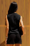 Shorts Alfaiataria de Linho Dunas Preto