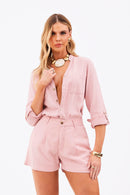 Shorts Alfaiataria de Linho Dunas Rosa