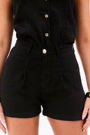 Shorts Alfaiataria de Linho Dunas Preto