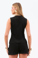 Shorts Alfaiataria de Linho Dunas Preto