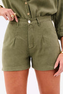 Shorts Alfaiataria de Linho Dunas Verde Militar