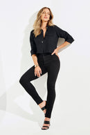 Calça Jeans Skinny Modeladora Cós Médio Preto Intenso