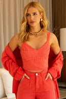 Cropped de Linho Dunas Vermelho Vibrante