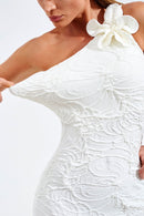 Vestido Longo Um Ombro Só Perfect Stretch Off White