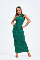 Vestido Longo Um Ombro Só Perfect Stretch Verde