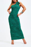 Vestido Longo Um Ombro Só Perfect Stretch Verde